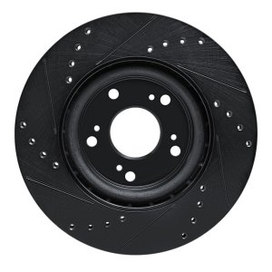 Honda CR-V Brake Rotor (1) - Front Right - R1 Concepts - Drilled & Slotted - Black - `12-`16